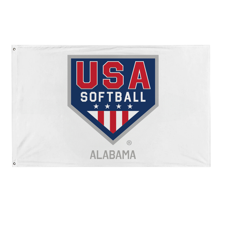 3' x 5' White Flag with Grommets, USA Softball by Location