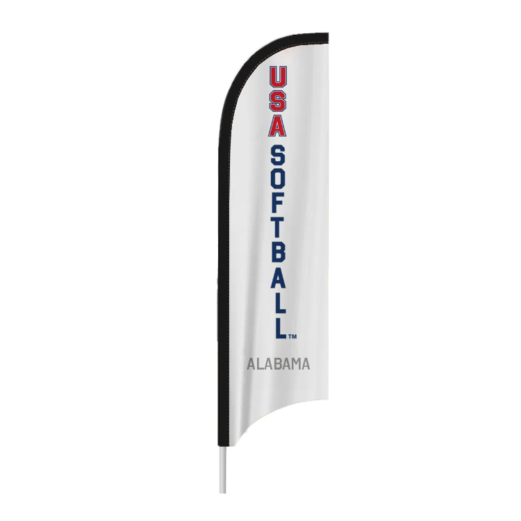 White Feather Flag, USA Softball with Hardware and Bag by Location