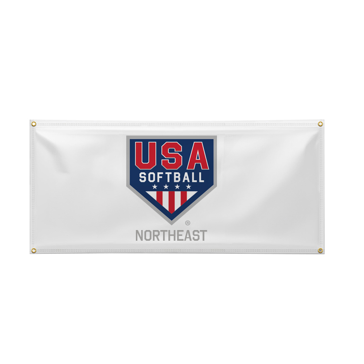 8'x3' White Vinyl Banner, USA Softball Primary & Local Association Specific by Region